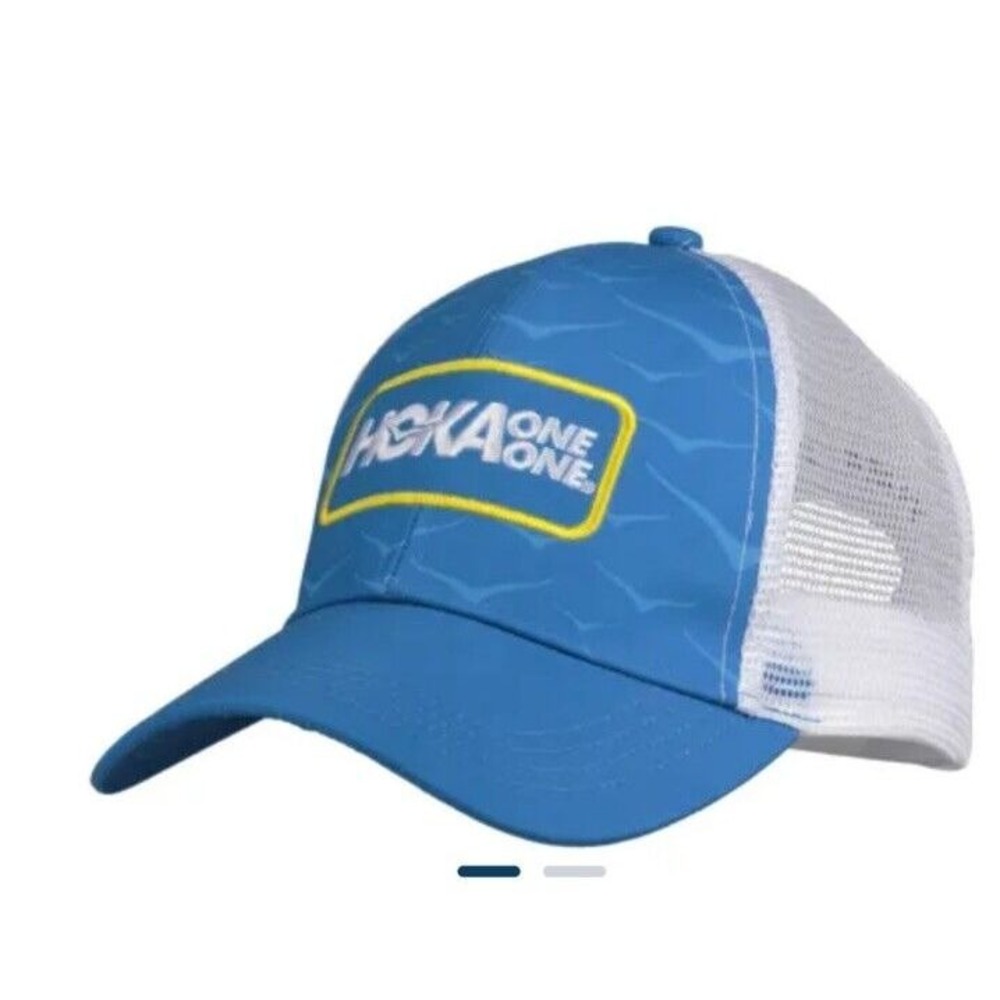 Hoka One One Trucker Hat Running Cap Adjustable Time To Fly Blue‎ White